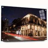 Acrylic print of New Orleans cityscape in muted earth tones, suitable for bedroom or dining room decor.