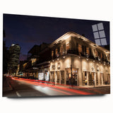 Acrylic print of a large abstract depiction of New Orleans in muted blue and gray tones.