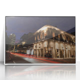 Acrylic print of New Orleans Louisiana scenery in art deco style with vibrant hues, ideal for modern art wall decor.