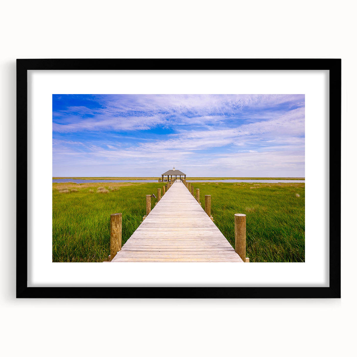 Extra large abstract art print of a colorful Louisiana landscape, with rich textures on a black framed canvas.