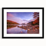 Colorful abstract art print of Acadia, Maine, in vibrant hues on a textured, extra large canvas, ideal for living room decor.