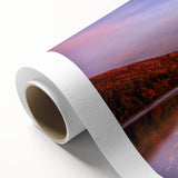 Art deco poster of Acadia, Maine, in muted blues and greens on rolled canvas, ideal for nursery wall art.