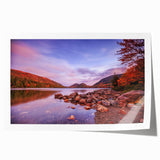 Acadia National Park scenery on rolled print, featuring muted earth tones, ideal for dining room wall art.