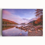 Black and white photo of Acadia National Park on stretched canvas, ideal for kitchen wall art.