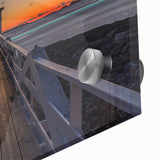 Large abstract wall art of Maine scenery in muted earth tones on acrylic glass, suitable for dining room ambiance.