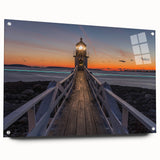 Acrylic print of a serene Maine landscape in soft blue and green tones, suitable for bedroom or dining room decor.