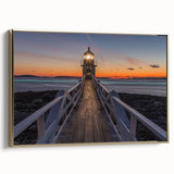 Framed canvas depicting a serene Maine landscape in muted earth tones, ideal for bedroom wall decor.