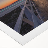 Art deco poster of Maine scenery in pastel shades on rolled canvas, suited for dining room wall art.