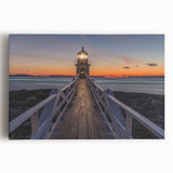Black and white photo of Maine coastline on stretched canvas, ideal for kitchen wall art.