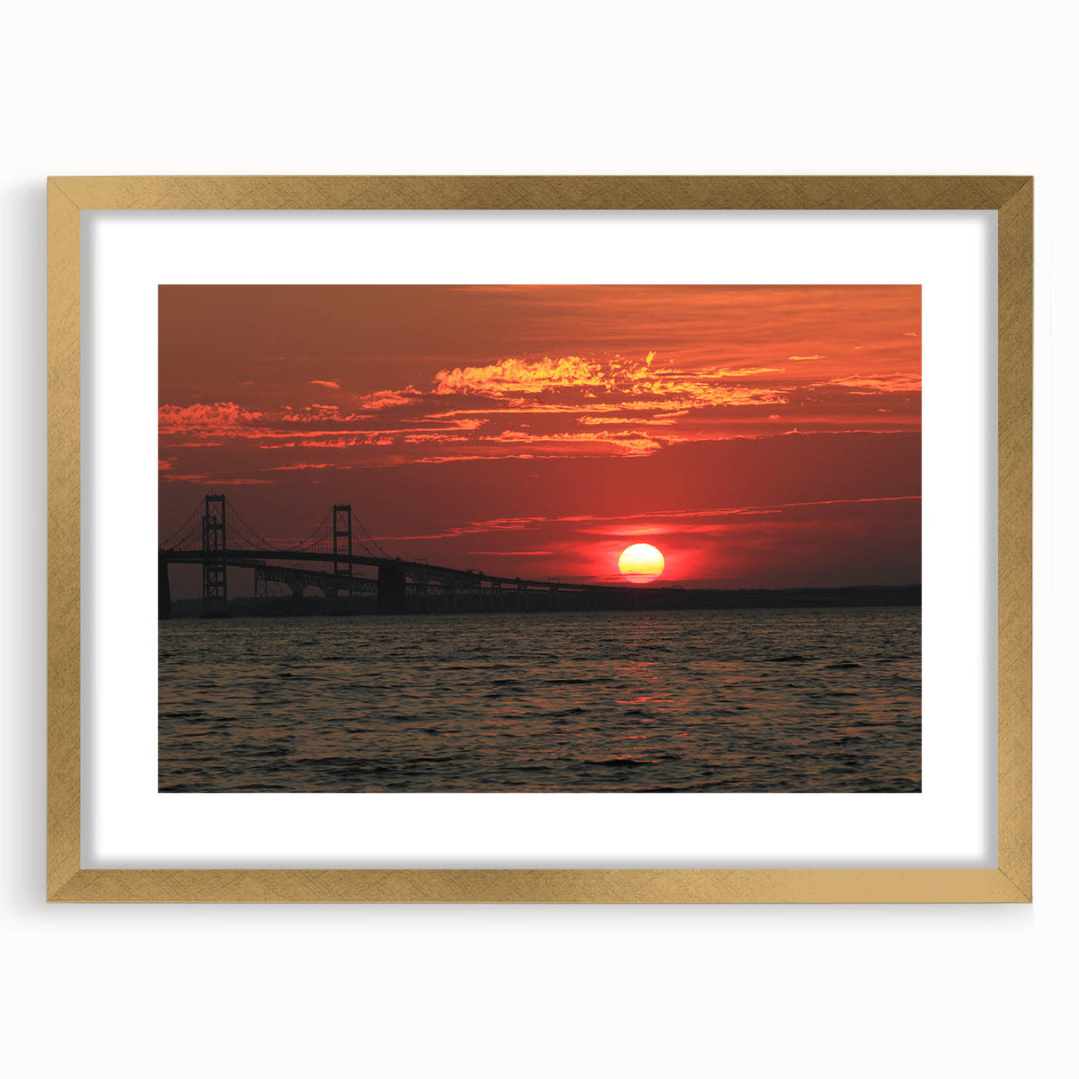 Extra large abstract art print of Annapolis, Maryland, featuring textured gold and blue tones on a framed canvas.