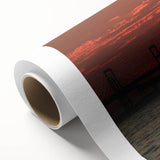 Art deco poster of Annapolis scenery on rolled canvas in muted blue tones, ideal for nursery wall art.