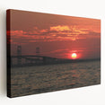 Side view of a stretched canvas featuring a serene Annapolis, Maryland scenery in soft blue and green tones.