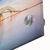 Acrylic print of abstract Baltimore scenery in muted earth tones, ideal for dining room art.
