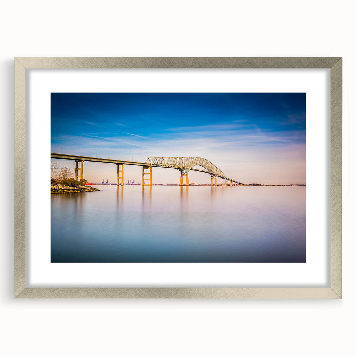 Textured abstract art print of Baltimore skyline in muted gray tones on a framed canvas, suitable for bedroom decor.