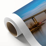 Art deco poster of Baltimore skyline in pastel shades on rolled canvas, ideal for nursery wall art.