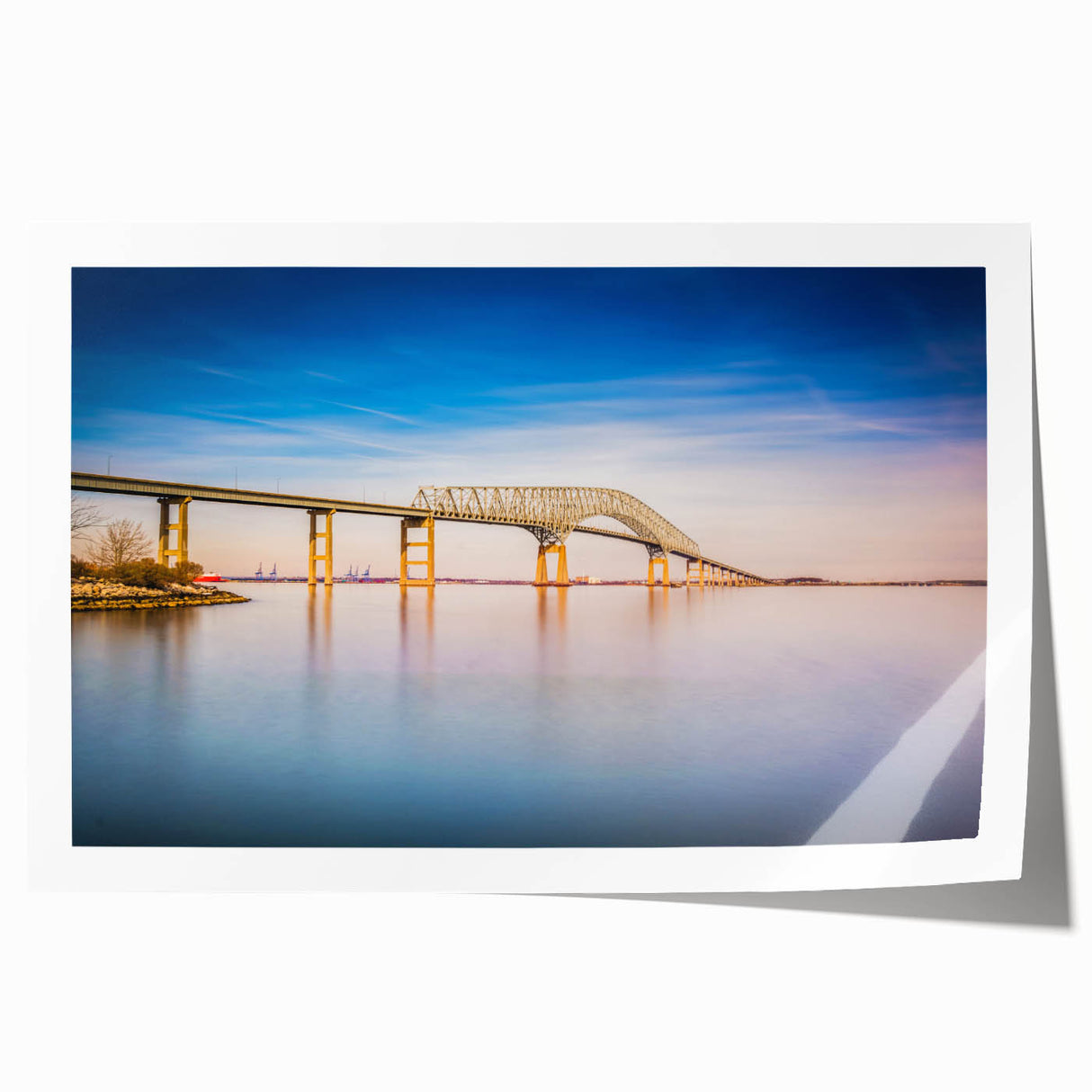 Rolled print of Baltimore skyline with soft pastel shades, ideal for art wall dining room decor.