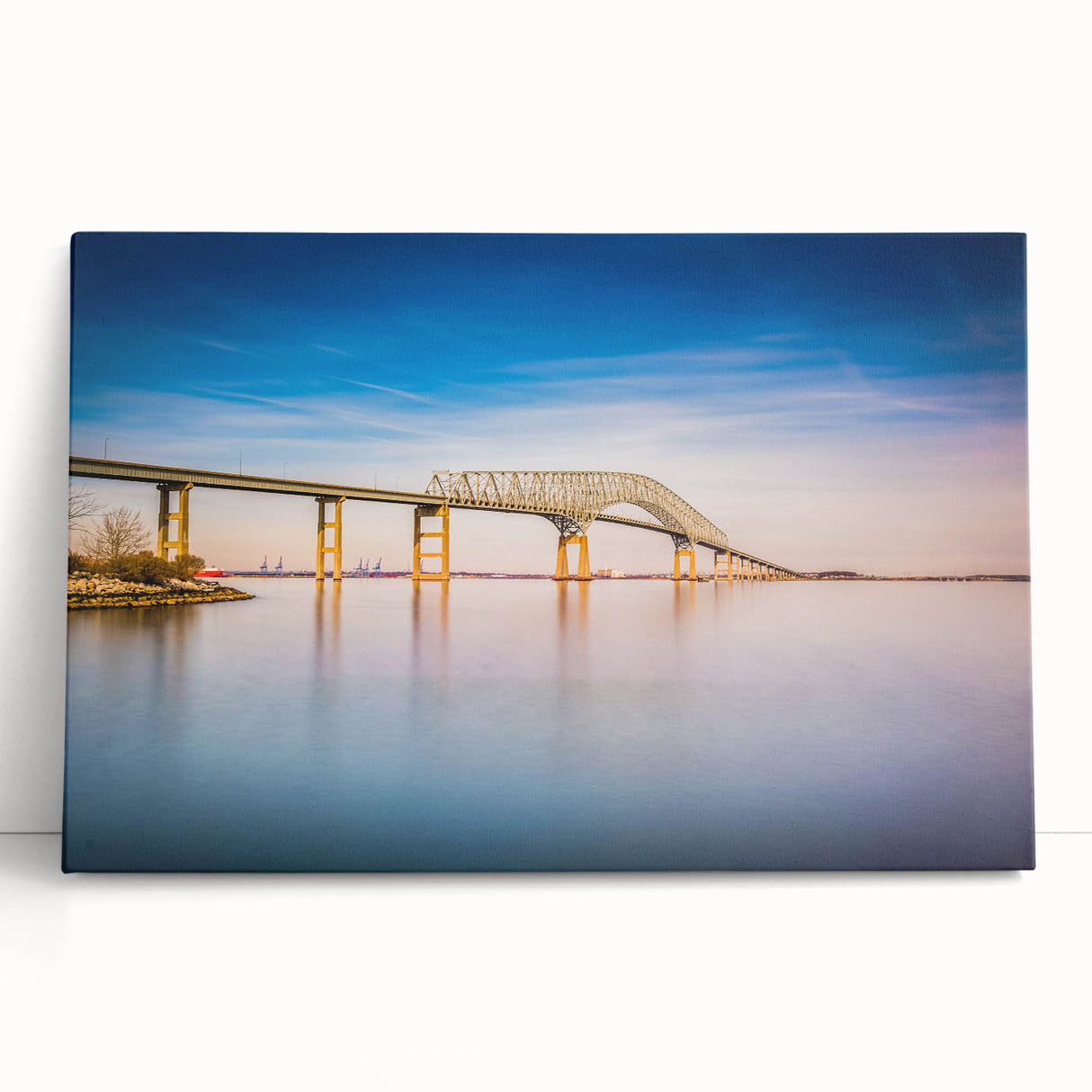 Black and white panoramic view of the Baltimore skyline on a large stretched canvas, ideal for kitchen wall art.