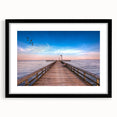 Extra large abstract art print of Chesapeake Bay with textured, colorful art in a black framed mat.