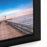 Black wall art depicting textured Chesapeake Bay scenery in vibrant colors on a large framed canvas.