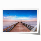 Extra large rolled print of Chesapeake Bay with soft blue and green hues, ideal for art wall dining room decor.