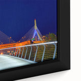 Close-up of textured black wall art featuring a colorful Boston skyline on a framed canvas, ideal for living room decor.