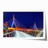 Rolled print of Boston skyline in muted blue tones, ideal for art wall dining room.