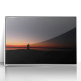 Art deco poster of Nantucket scenery in muted blues and whites on framed acrylic, suitable for modern nursery decor.