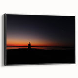 Black and white framed canvas of Nantucket landscape, ideal for bedroom wall art.
