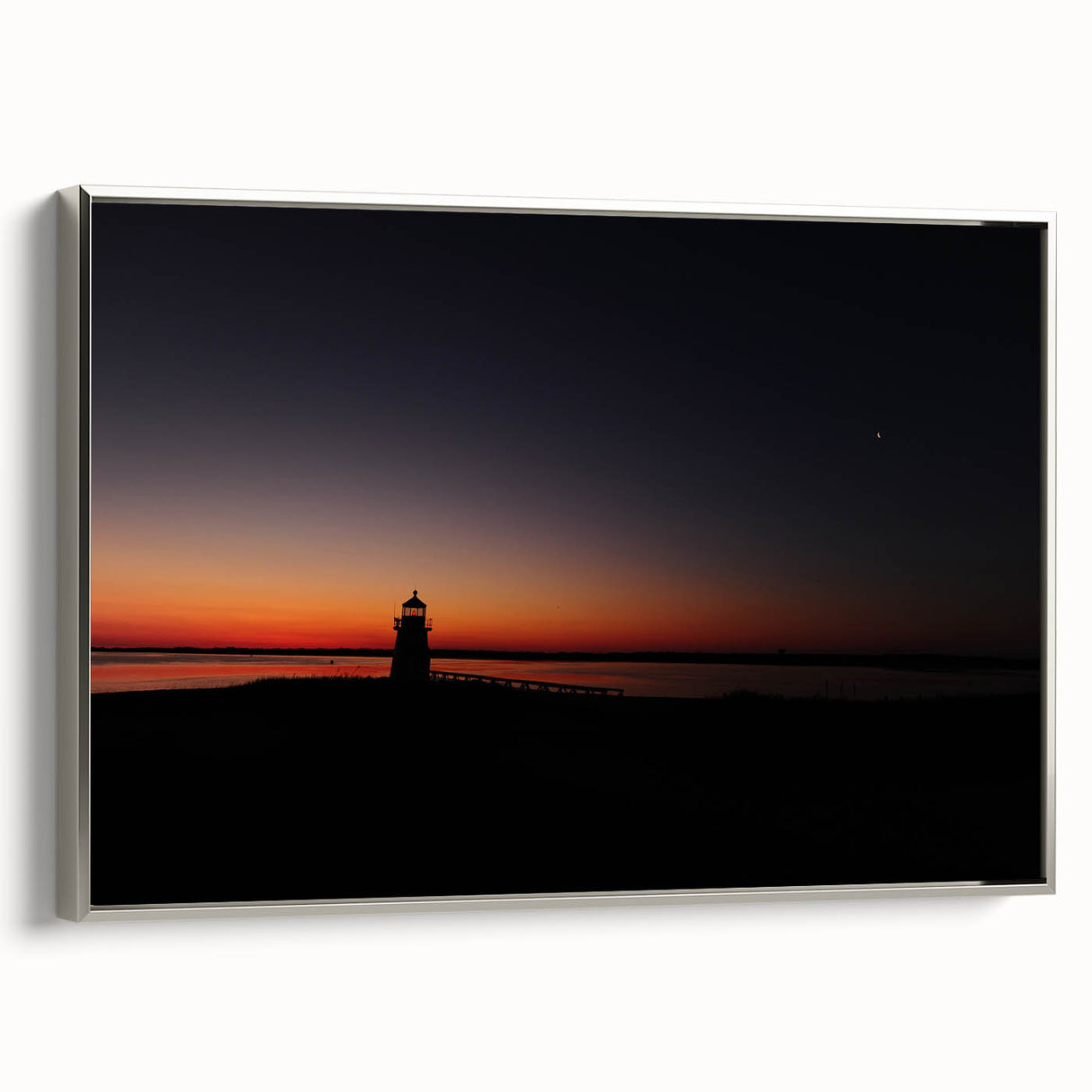 Framed canvas depicting a colorful Nantucket landscape, ideal for adding a vintage touch to a living room.