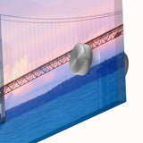 Large abstract wall art of Michigan's Upper Peninsula in muted earth tones on acrylic glass.