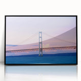 Large abstract wall art depicting Michigan's Upper Peninsula in muted earth tones, framed in black acrylic.