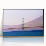 Acrylic print of a serene Michigan Upper Peninsula landscape, framed in gold, ideal for modern art wall decor.