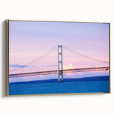 Framed canvas wall art of a vintage-style Michigan Upper Peninsula landscape in muted earth tones, ideal for bedroom decor.