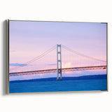 Framed canvas landscape art painting depicting Michigan's Upper Peninsula in muted earth tones.
