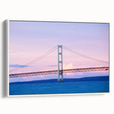 Vintage poster art of Michigan's Upper Peninsula in colorful hues, framed canvas, ideal for living room decor.