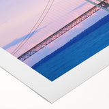 Art deco poster of Michigan's Upper Peninsula in muted green and blue tones on rolled canvas, suitable for dining room decor.