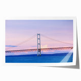 Extra large rolled print of Michigan's Upper Peninsula in muted green and blue tones, suitable for dining room wall art.