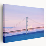 A serene landscape of Michigan's Upper Peninsula on stretched canvas, featuring lush greenery and tranquil waters.