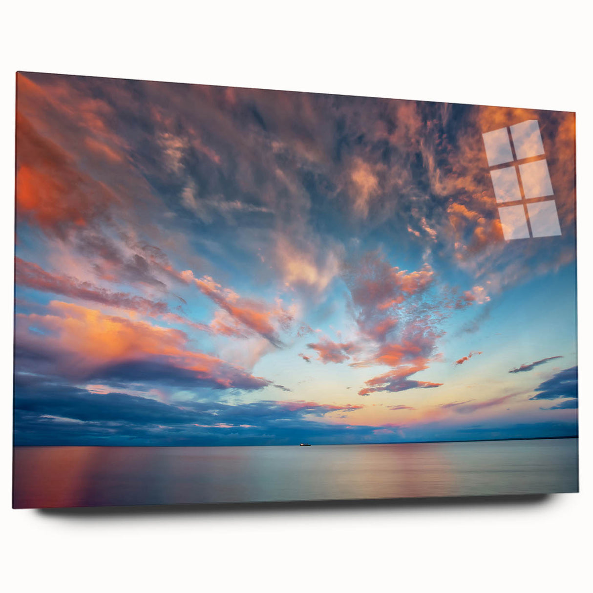 Large abstract wall art depicting Minnesota scenery in muted earth tones on acrylic glass.