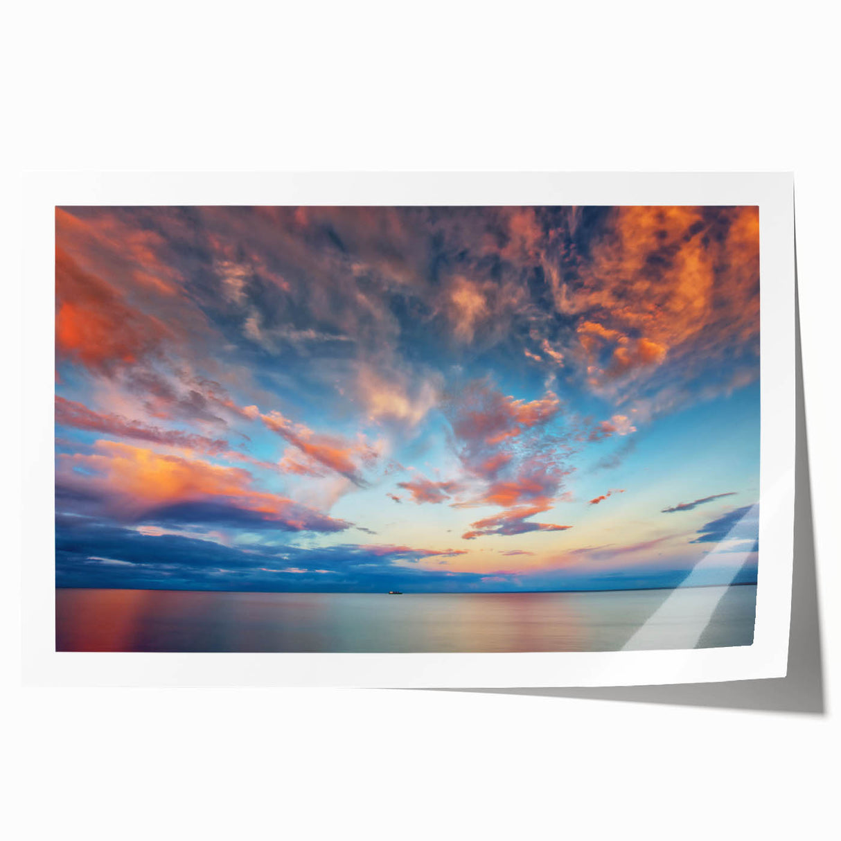 Extra large rolled print of a Minnesota landscape with muted green and blue tones, ideal for dining room wall art.