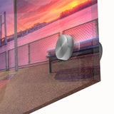 Large abstract wall art of Mississippi scenery in mid-century modernist style on acrylic glass.