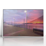 Acrylic print of a serene Mississippi landscape in muted green and blue tones, framed in white.