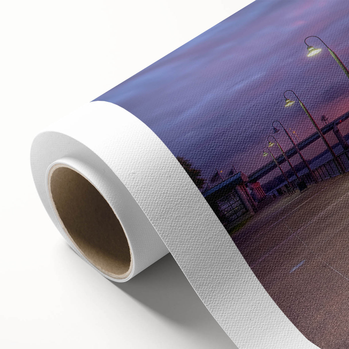 Art Deco style Mississippi landscape on rolled canvas, featuring pastel shades, ideal for nursery wall art.