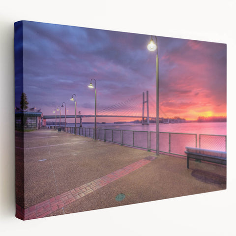 Mississippi landscape on large stretched canvas with vibrant greens and blues, suitable for kitchen wall art.