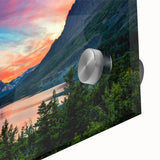 Acrylic print of Montana's Glacier National Park in muted earth tones, suitable for dining room or bedroom decor.