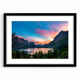 Extra large abstract art print of a colorful Montana glacier landscape, textured finish on black framed canvas.