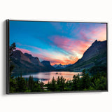 Black and white wall art of Montana's Glacier landscape on framed canvas, ideal for bedroom decor.