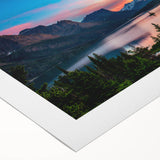 Art deco poster of Glacier National Park in pastel shades on rolled canvas, ideal for nursery wall art.