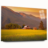 Large abstract wall art depicting the Montana scenery in muted earth tones on acrylic glass.