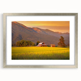 Textured art depicting abstract scenery in Montana with a silver frame, suitable for bedroom decor.